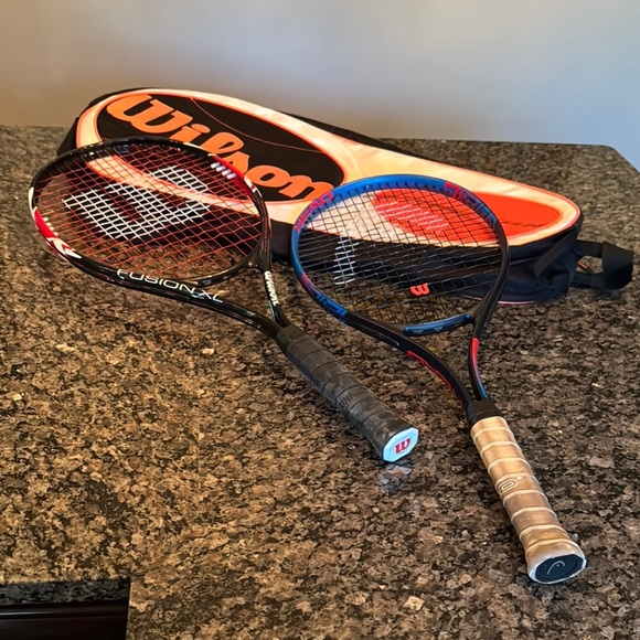 Wilson Fusion and Head Tennis Rackets with Bag - EUC - Picture 1 of 11